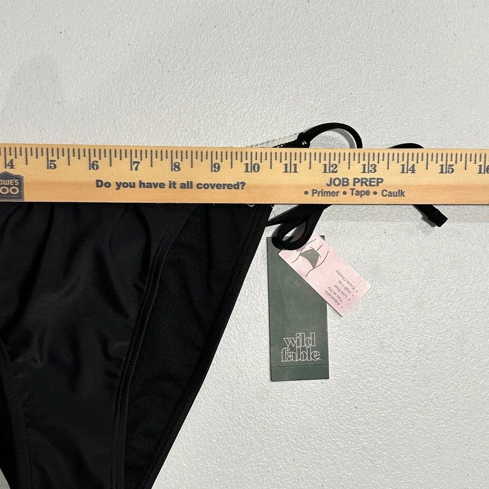 Wild Fable Black Side Tie Bikini Bottom Extra Cheeky High Leg Small NEW - Picture 9 of 11
